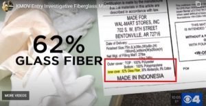 Example of a law tag that shows that the mattress contains fiberglass and modacrylic.