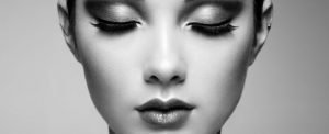 Womans Face After Rhinoplasty Surgery.