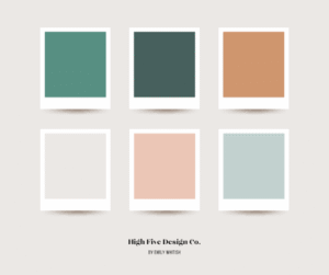 Neutral bedroom color palette featuring muted green, deep sage, warm beige, soft white, blush pink, and light blue paint swatches for modern interiors.